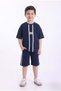 Boy's Printed Oversize Short Sleeve Shorts 2-Piece Set M00843 Dark Blue