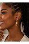 Steel Flower Detailed Dangle Hoop Earrings – Minimal Women's Earrings - 3