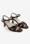 Brown Satin Cross-Strapped Women's Heeled Shoes - 7