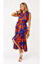 Ebru Patterned Belted Midi Length Viscose Shirt Dress - 3