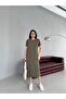 Women's Crew Neck Short Sleeve Side Slit Midi Dress - 6