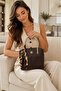 Brown Women's Shoulder and Hand Bag with Stylish Scarf Detail and Adjustable Strap for Daily Use - 6