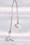 316L Steel Chain Silver Color White Stone Curved Heart Necklace - 2