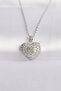 316L Steel Chain Silver Color Zircon Stone Heart Necklace