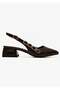 Side Stone-Embellished Buckle Open-Back Heeled Shoes Brown Crinkled - 2
