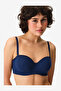 Women Lotus Pointel Navy Strapless Wired Bra