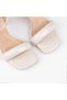 Women's Beige Cream Puff Strap Ankle Strap Thick Heeled Sandals - 4