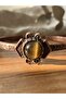 Elegant and Adjustable Copper Bracelet with Brown Cat's Eye Natural Stone - 2