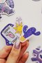 Purple Color Themed Hologram Stickers 21 Pieces Sticker Pack Waterproof Laptop Thermos Phone Sticker Set - 4