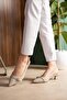 Two-Buckle Hazelnut Heel Women's Shoes 4 cm Skin Beige
