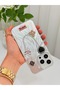 iPhone 16 Pro Stone Case with Pearl Necklace Detail, Marbling Effect, 3D Heart and Motif Charm Cover - 5