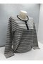 Women's Crew Neck Striped Colorful Button Detailed Long Sleeve Casual Combed Cotton Blouse - 2