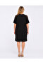 Women's Plus Size Black, Shoulder Lace Detailed, Pocketed Viscose Dress 65N39589 - 8