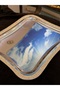 6 Pieces Rectangular Silver Stone Engraved Single Person Metal Coffee Presentation Promise Engagement Ring Tray 26X22 cm - 8
