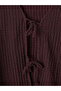 Plum V-Neck Tied Textured Blouse - 5