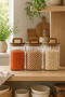 1100 ml Square Glass Jars with Wooden Lid and Handle, Set of 3 – Storage Container for Legumes, Coffee, Pasta, and Food - 3