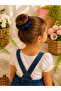 Girl's Cherry Patterned Denim Fabric Bow Buckle and Fabric Hair Elastic Set of 2 - 4