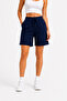 Women's 3-Piece Shorts Black Gray Navy Blue Elastic Waist Lace-Up with Pockets - 4