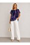 Women's Crew Neck Short Sleeve Stone Printed Floral Chiffon Summer Curve Plus Size Blouse - 2