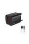 Dual Port Wall Charger with USB-A to USB-C Cable, 10.5W per USB-A Output, ABS Material, UK 3-Pin Plug, Smart Safety System, Ultra-Compact Design - Black