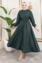 Beli Gathered Belted Dress Emerald Green - 3