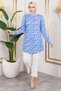 تونيك مزين بنقوش للنساء المحجبات SAKS BLUE - 2