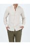 Italian Style Slim Fit Men's Court Collar Linen Shirt Beige T20055-09