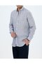 Italian Style Slim Fit Men's Linen Tie Collar Striped Shirt Navy Blue T20091-02 - 3