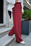 Women's Double Pocket Elastic Waist Modal Pants with Lace Detail Red - 3