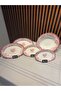 5 Piece Velour Maroon Salad Boat Set Porcelain