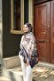 Petra Brush Paint Pattern Shawl - Stone Color Navy Blue - 3