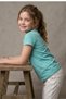 Turquoise Short Sleeve Basic T-Shirt - Non-Sweating Flexible Fabric Cotton Seasonal Turquoise Short Sleeve Girls' Tshirt - 2