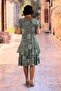 Khaki Italian Mandala Patterned 100% Cotton Dress - 3