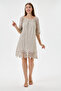Beige Italian Elastic Madonna Collar Lace Laced Lined Short Dress 38 - 44 Size - 2