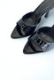 Black Patent Leather Heeled Women's Slippers F210 - 3