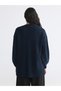 Alita City Lcw Modest Navy Blue Knitwear Plain Women's Cardigan with a Difference - 4