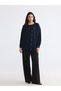 Alita City Lcw Modest Navy Blue Knitwear Plain Women's Cardigan with a Difference - 2