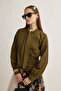 Scarf Belted Waist Shirt Khaki - 4