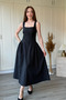 Thick Strap Midi Poplin Dress with Waist Belt - 6