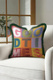 Pop Art Good Times Color Block Fringed Pillowcase - Retro Lettering Green Gray Tassel Throw Pillow Cover - 4