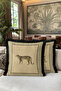 Leopard Print Exotic Fringe Pillowcase - Safari Themed Bohemian Beige Black Tassel Throw Pillow Cover - 3