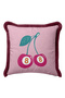 Cherry-Themed Stylish Pop Art Fringed Pillowcase - Retro Fruit Pink Burgundy Tassel Throw Pillow Cover - 7