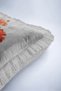Vintage Floral Pattern Elegant Fringe Pillowcase - Botanical Gray Red Cream Tassel Throw Pillow Cover - 8