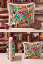 Tropical Floral Fringe Pillowcase - Exotic Botanical Green Orange Mink Tassel Throw Pillow Cover - 2