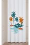 Summer Beach Flamingo Palm Lemon Watermelon Sun Fruit Hello Summer Patterned Colorful Digital Printed Background Curtain