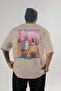 Prague Czech Beige Oversize Country City Back Printed Unisex T-Shirt 100% Cotton Premium - 2
