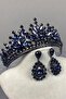 Pera Model Bridal Henna Crown and Drop Stone Evening Dress Earrings, Sultan Crown - 3