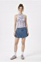 Women's Ribbed Stripe Printed Halter Neck Crop Blouse - 2