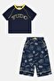 Lounge By Toddlers Boy 2 Pieces Allover Print Top And Pants Pyjama Set, Navy - 2