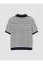 Vizyon New Season Navy Blue Polo Collar Striped Women's Knitwear Sweater - 7